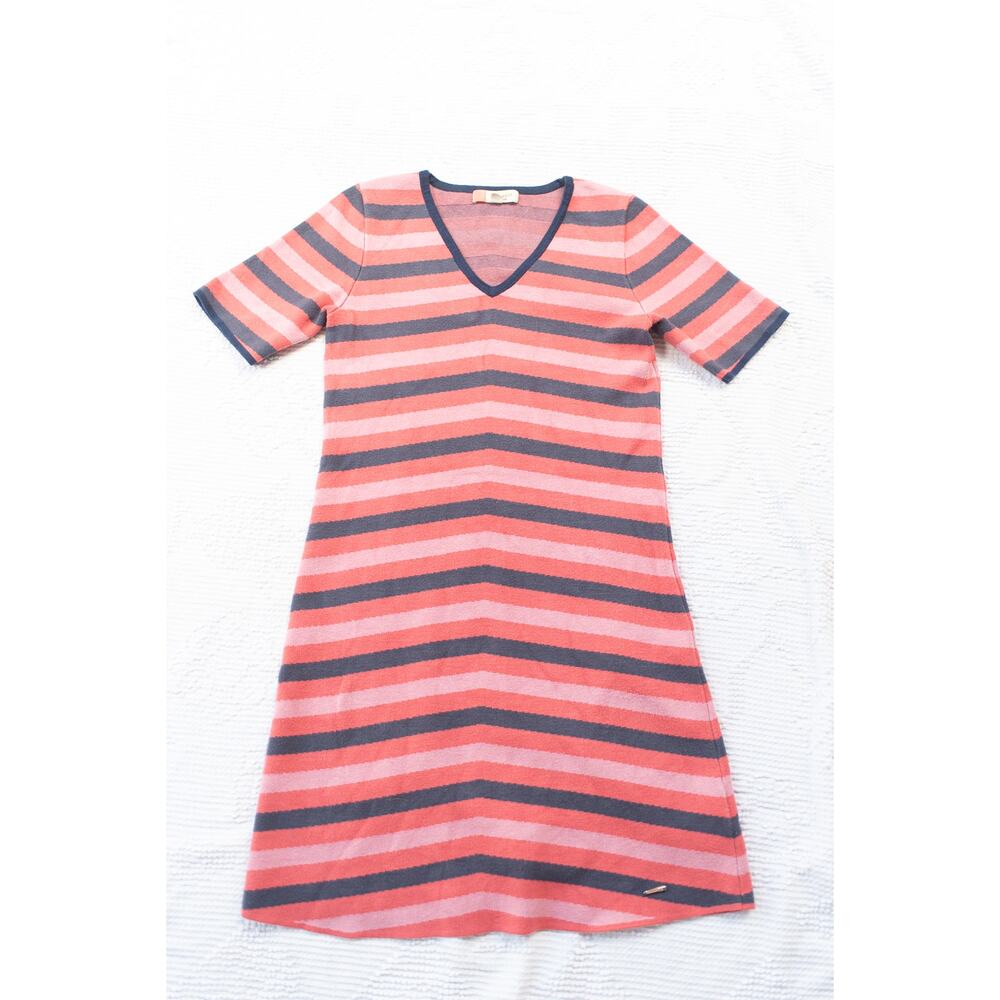 Ted Baker Mini Sweater Knit Dress Fit and Flair Pink Stripes size 4 TShirt Dress